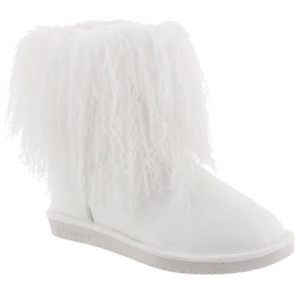 BearPaw Boo Lamb Fur Boots White Sz 10 Brand New!!